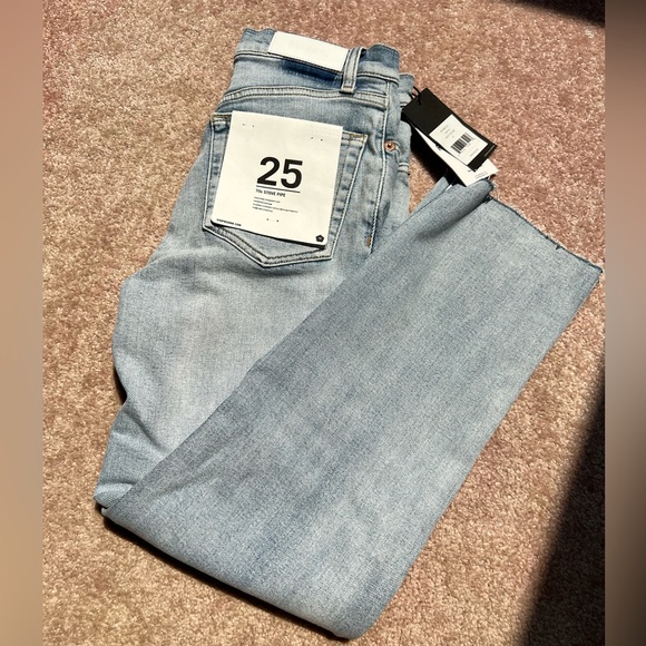 RE/DONE 70’s High Rise Stove Pipe Jeans Crops Raw Edge in Light 14 - Picture 6 of 11